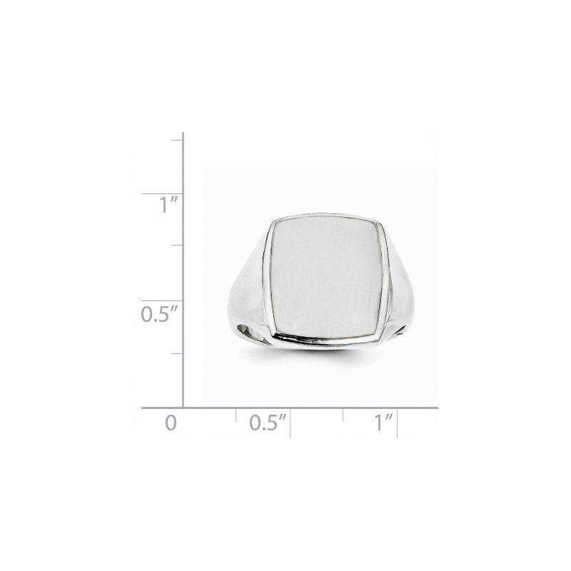 14k White Gold 13.0x15.0mm Closed Back Mens Signet Ring