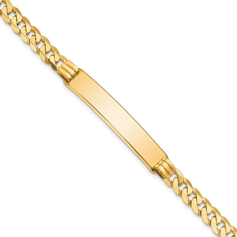 14k Polished Solid Chain/Solid Plate Curb Link 38x7.5mm Plate 7 inch ID Bracelet