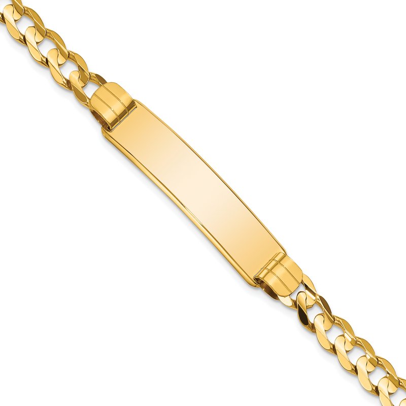 14k Polished Solid Chain/Solid Plate Curb Link 37x9mm Plate 7 inch ID Bracelet