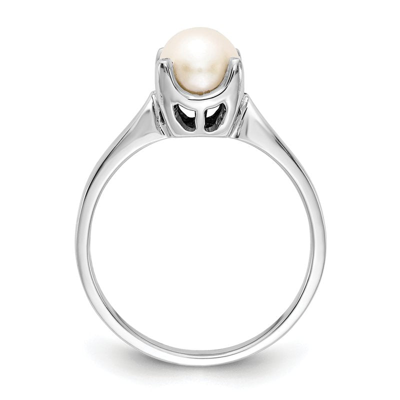 14k White Gold 6mm FW Cultured Pearl ring