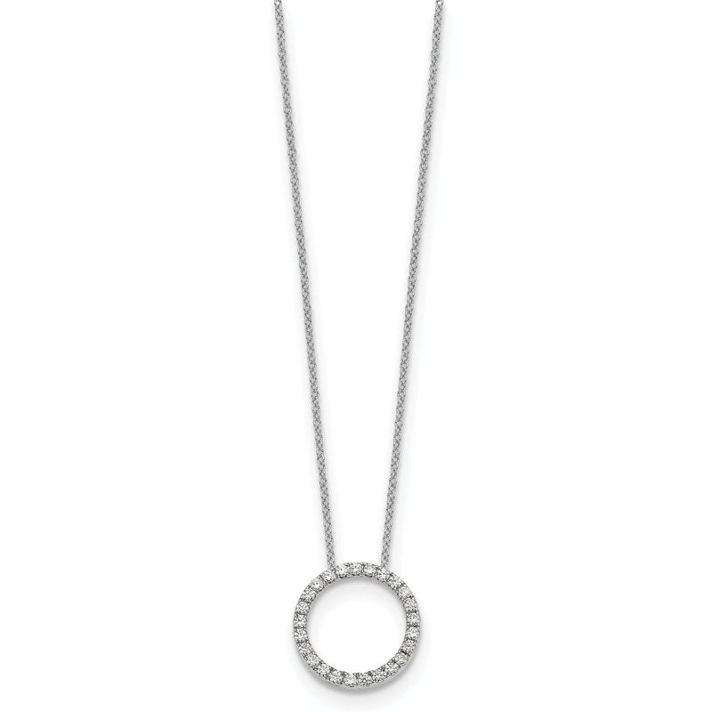 14k White Gold 1/4 carat Diamond Circle 18 inch Necklace
