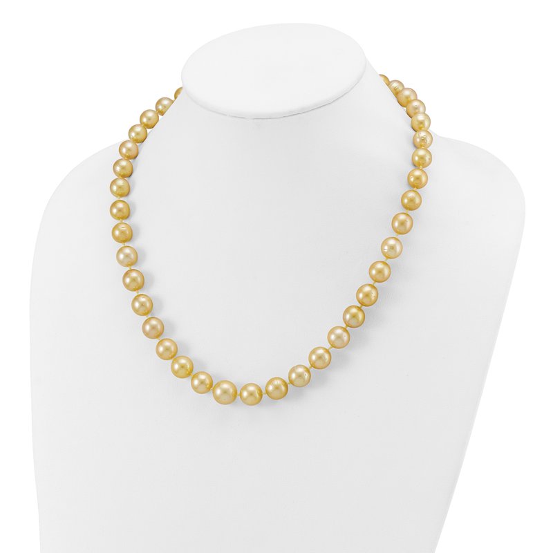 14k 9-12mm Golden South Sea Saltwater Cultured Graduated Baroque Pearl 19 inch Necklace