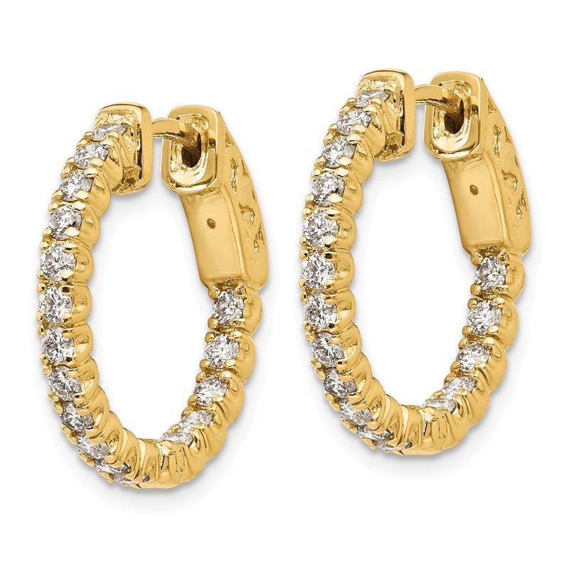 14K Yellow Gold 1 carat Lab Grown Diamond VS+ F+ Complet In and Out Hoop Earrings
