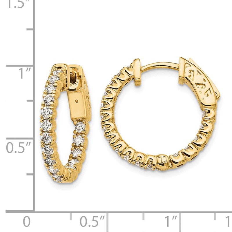 14K Yellow Gold 1 carat Lab Grown Diamond VS+ F+ Complet In and Out Hoop Earrings