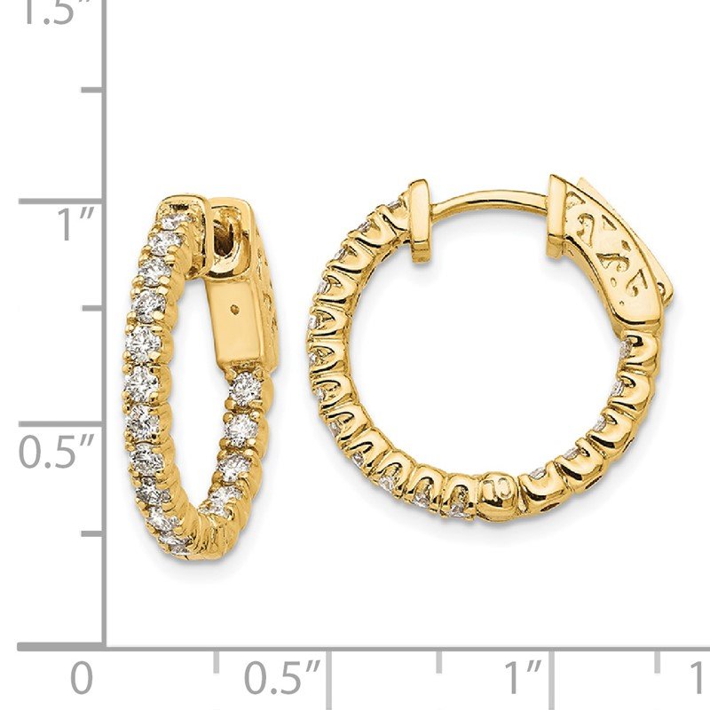 14K Yellow Gold 1 carat Lab Grown Diamond VS+ F+ Complet In and Out Hoop Earrings