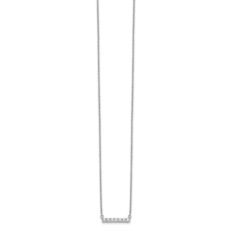 14k White Gold 1/10 carat Diamond Bar 18 inch Necklace