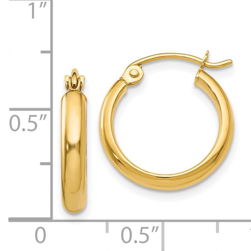14k 2.75x16mm Polished Tube Hoop Earrings