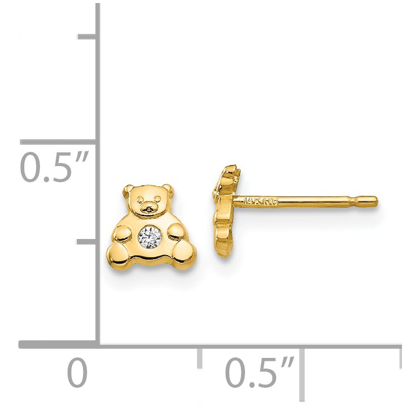 14k Bear with CZ Earrings