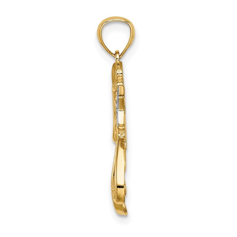 14K and White Rhodium Diamond-cut Angel with a Star Charm