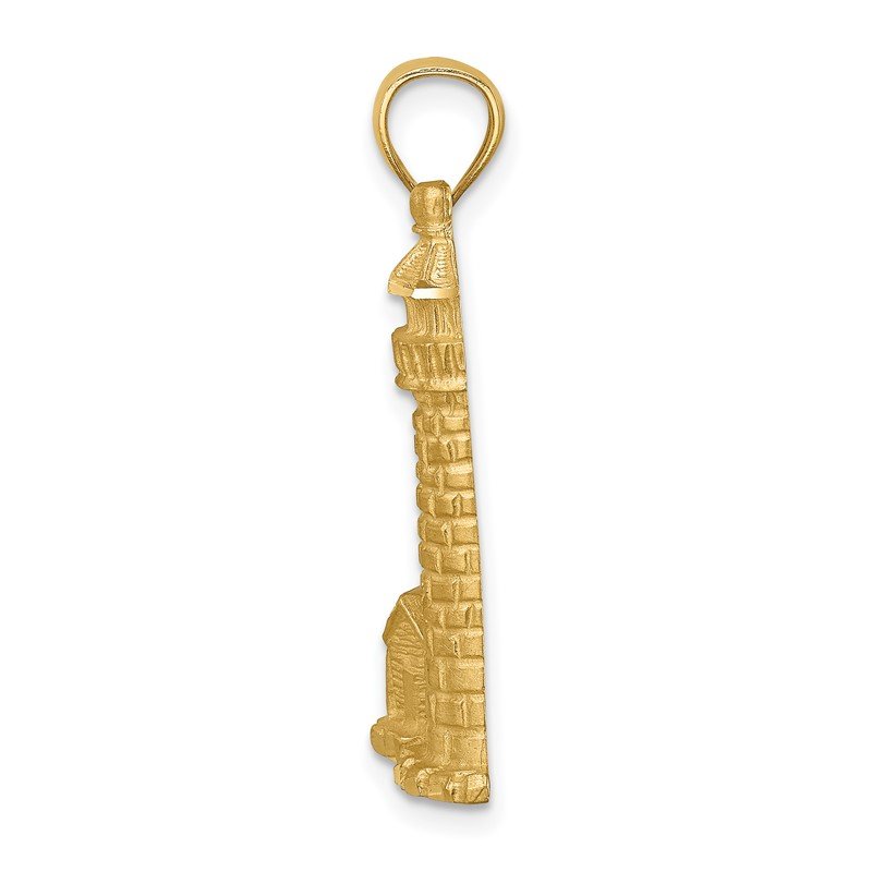14K Brushed Diamond-cut Corolla NC Lighthouse Pendant