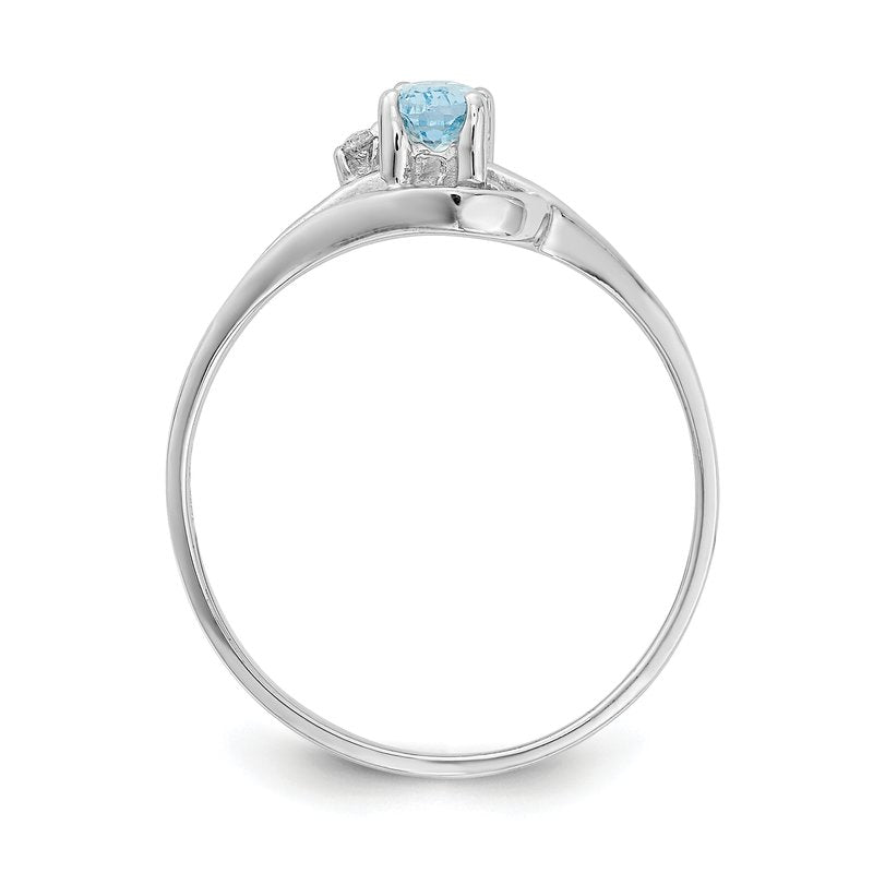 14k White Gold 5x3mm Oval Blue Topaz VS Diamond ring