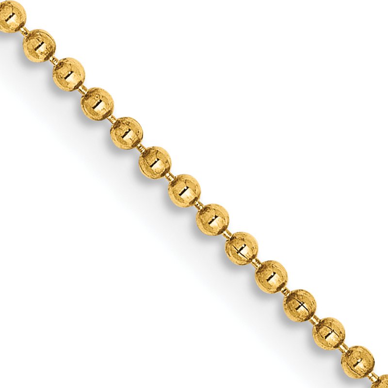 14K 10 inch 1.2mm Diamond-cut Beaded with Lobter Clasp Anklet