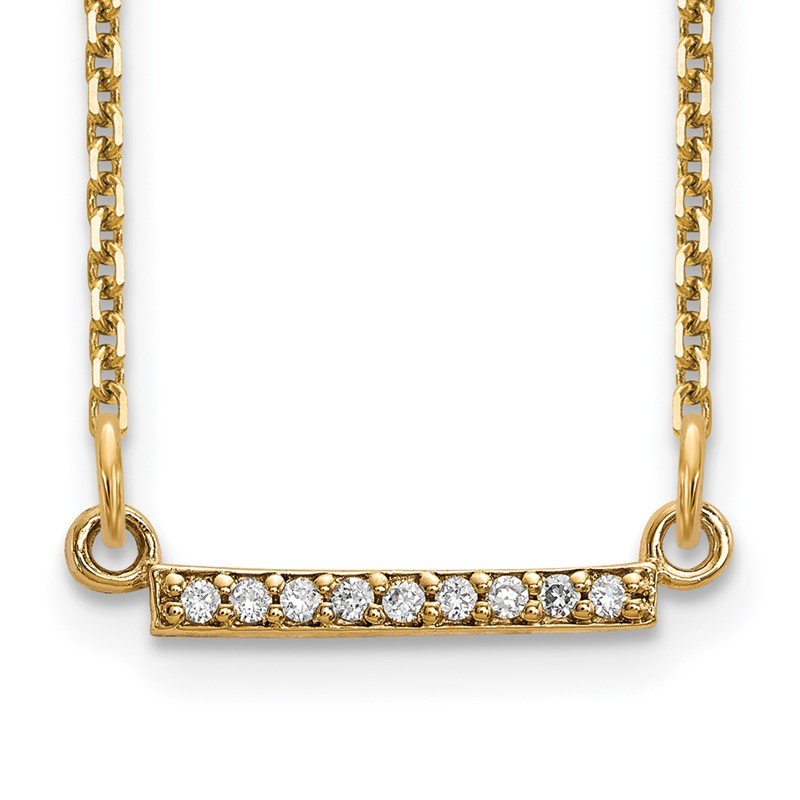 14k Polished 1/20 carat A Diamond Tiny Bar 18 inch Necklace