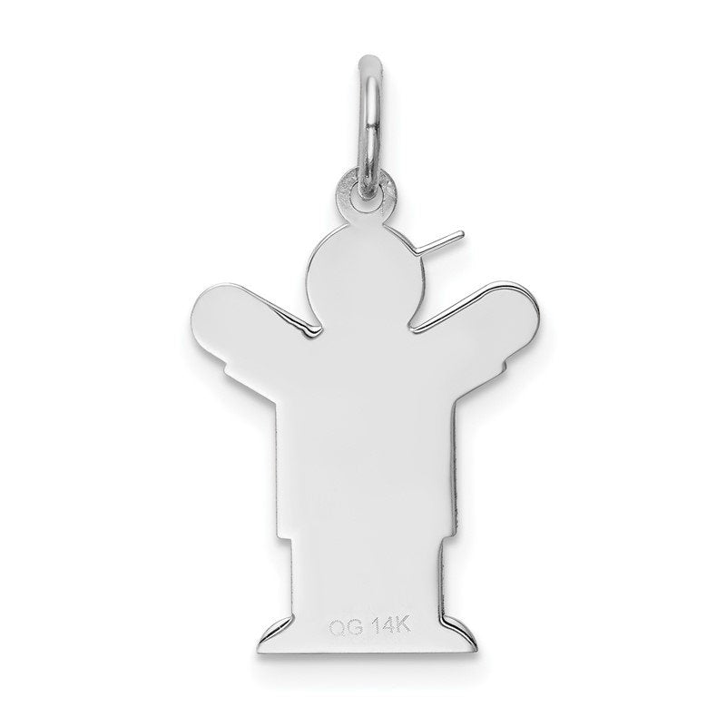 14k White Gold The Kids Small Boy with Hat Engravable Love Charm