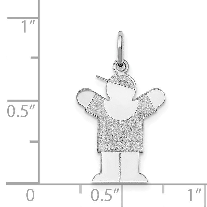 14k White Gold The Kids Small Boy with Hat Engravable Love Charm