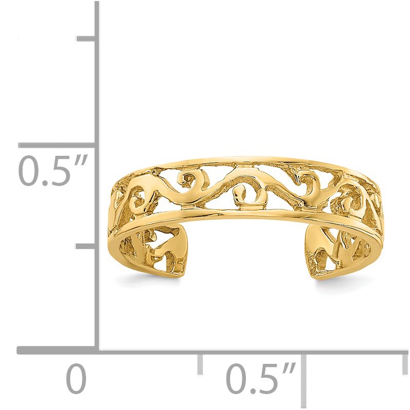 14k Polished and Diamond-cut Toe Ring