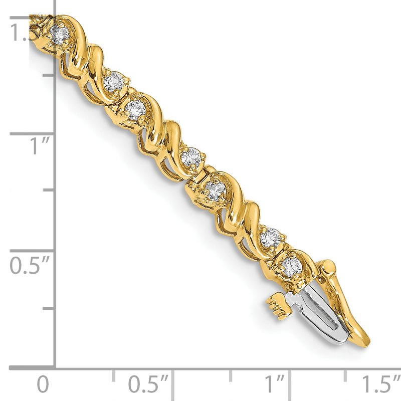 14k Complete 1.17 carat Round AA Diamond Fancy Swirl 7 inch Tennis Bracelet