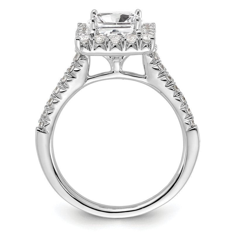 14K White Gold 1/3 carat Lab Grown Diamond VS+ F+ Semi-Mount Princess Halo Engagement Ring