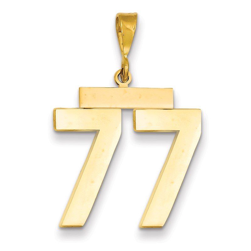 14k Large Polished Number 77 Charm