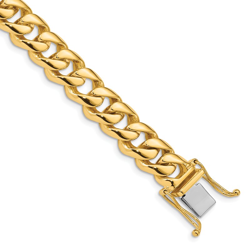 14K 20 inch 9.6mm Hand Polished Rounded Curb Link with Box Catch Clasp Chain