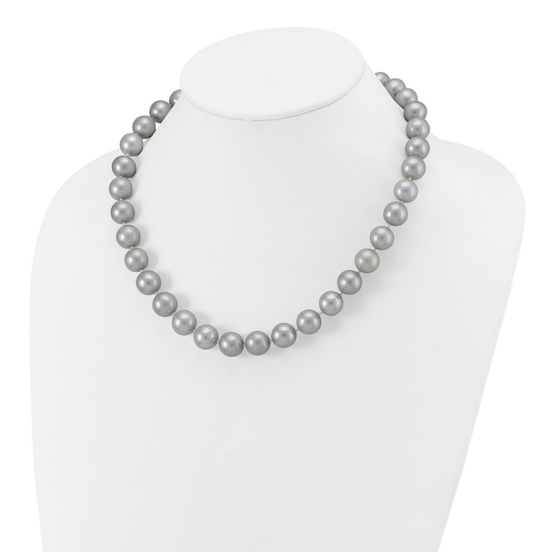 14k White Gold 11-12mm Grey Near-Round Freshwater Cultured Pearl 18 inch Necklace