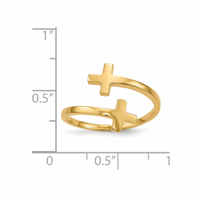 14k Polished Double Cross Ring