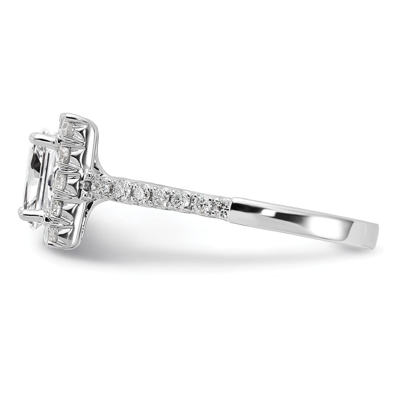14K White Gold 1/3 carat Lab Grown Diamond VS+ F+ Semi-Mount Princess Halo Engagement Ring