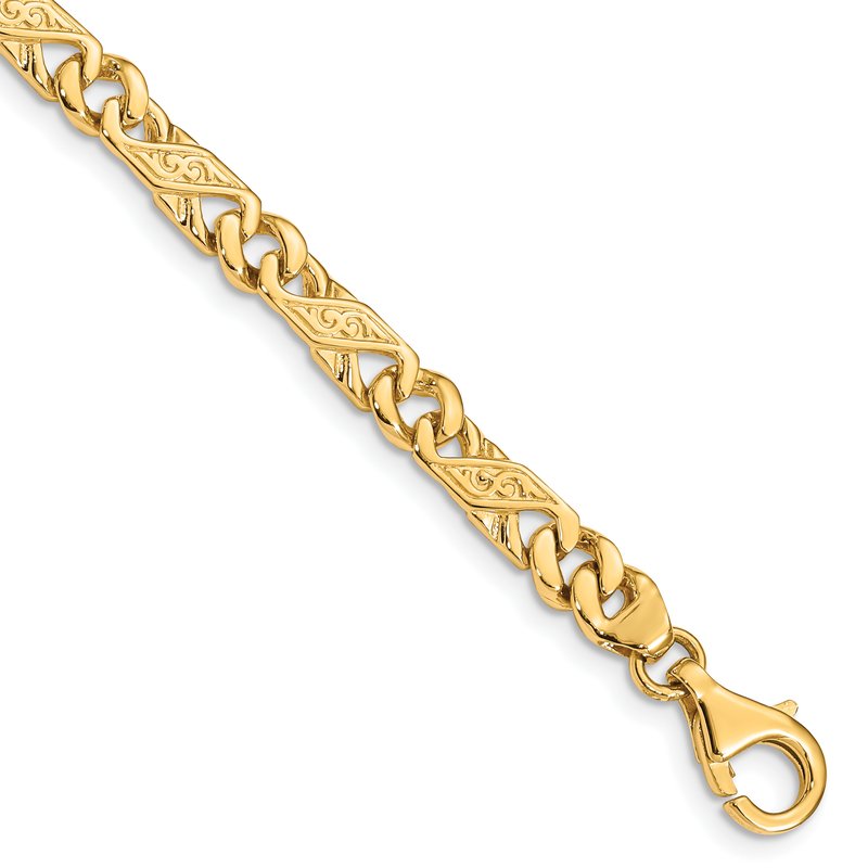 14K 18 inch 5.5mm Hand Polished Fancy Link with Fancy Lobster Clasp Chain