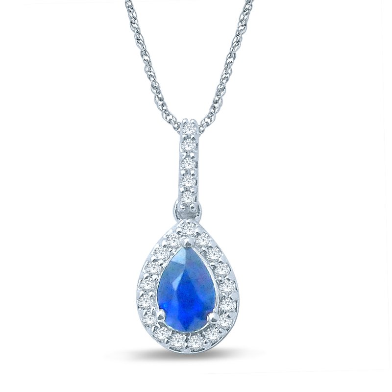 14K Diamond  Sapphire  Pendant