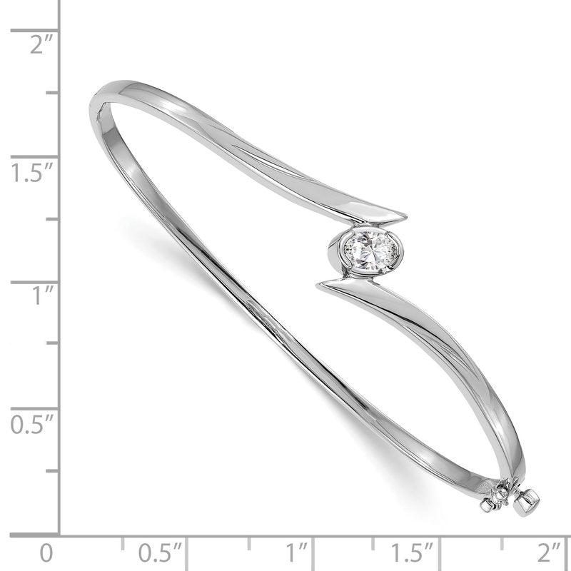 14k White Gold Complete 3/8 carat Oval VS Diamond Hinged Oval Bangle Bracelet