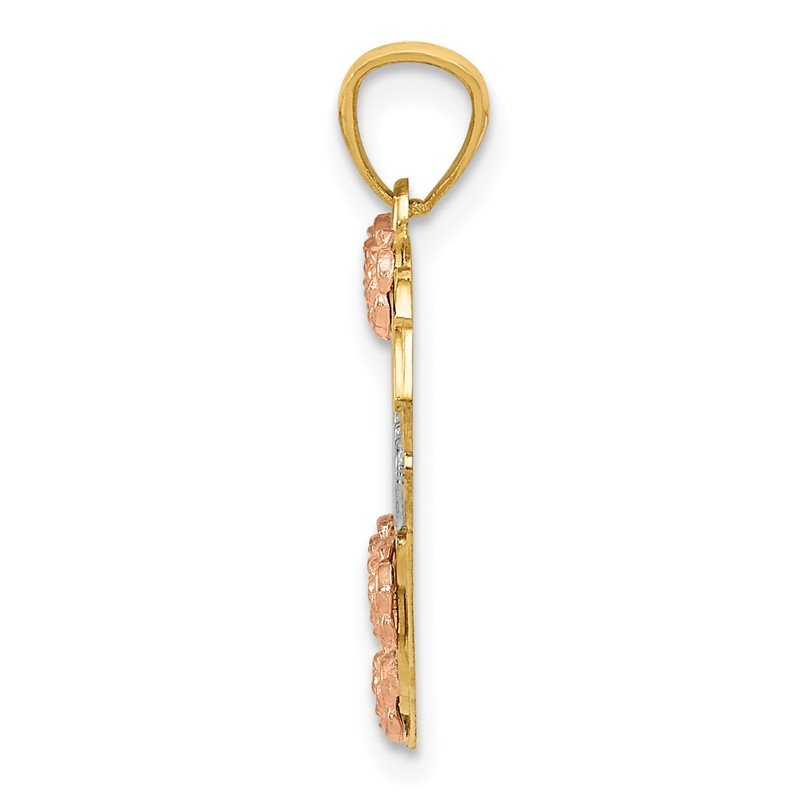 14k Two-tone with White Rhodium SISTER Heart Pendant
