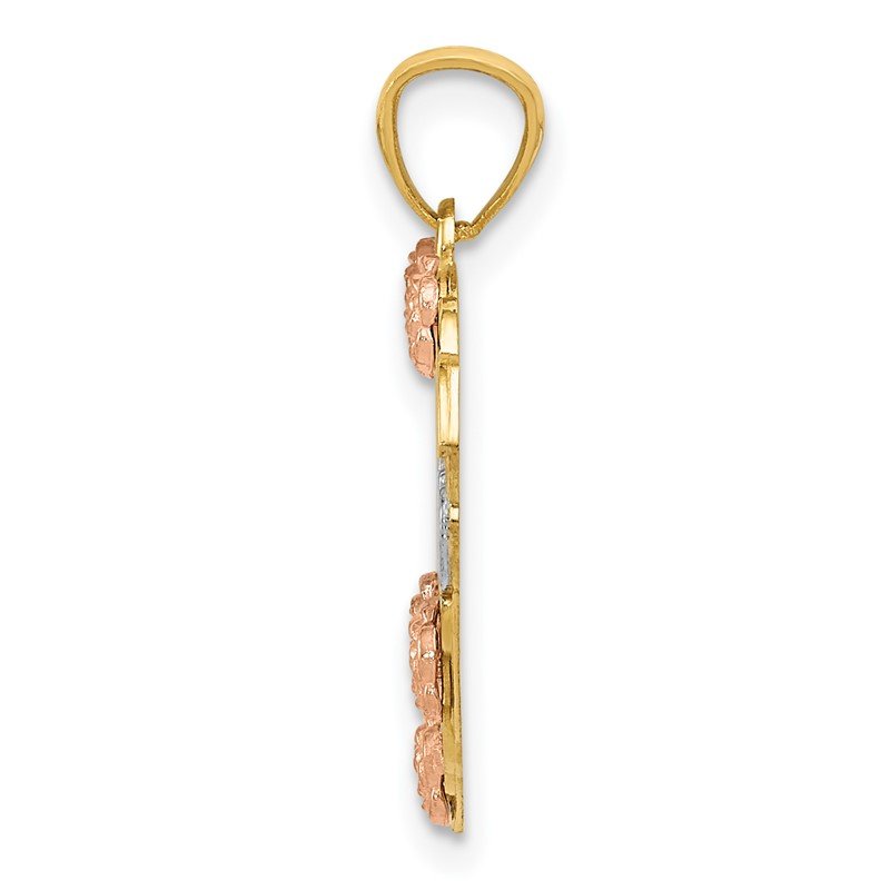 14k Two-tone with White Rhodium SISTER Heart Pendant