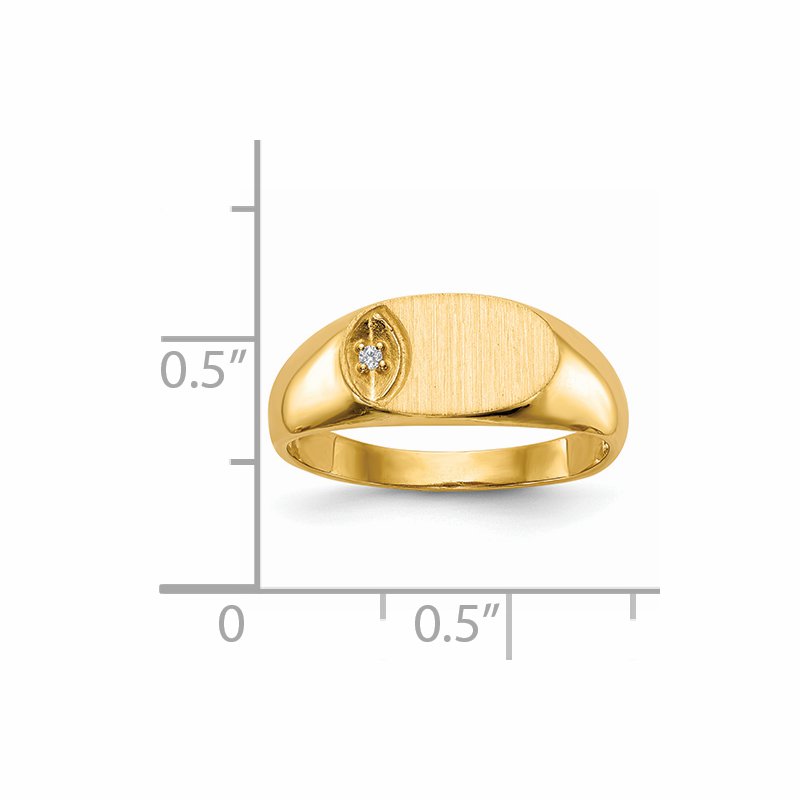 14k 11.0x6.5mm AA Diamond Open Back Signet Ring