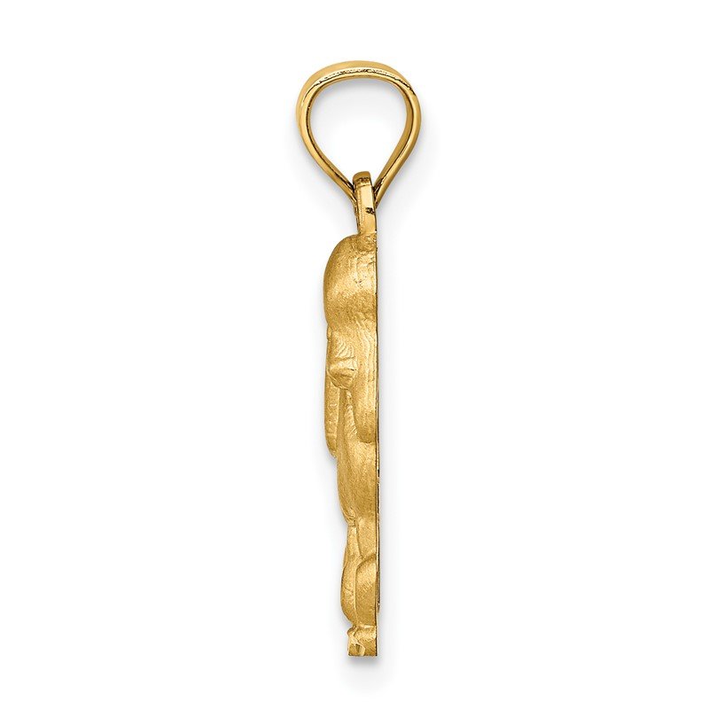 14K Satin Diamond-cut Poodle Dog Pendant
