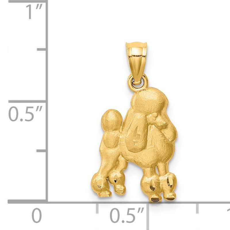 14K Satin Diamond-cut Poodle Dog Pendant