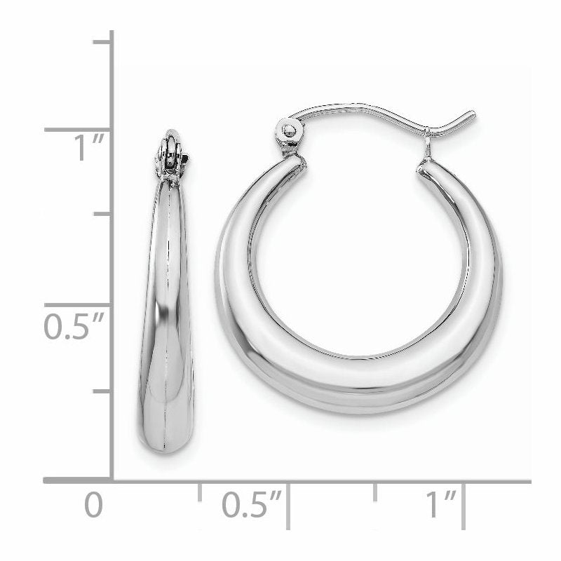 14k White Gold Polished Hoop Earrings