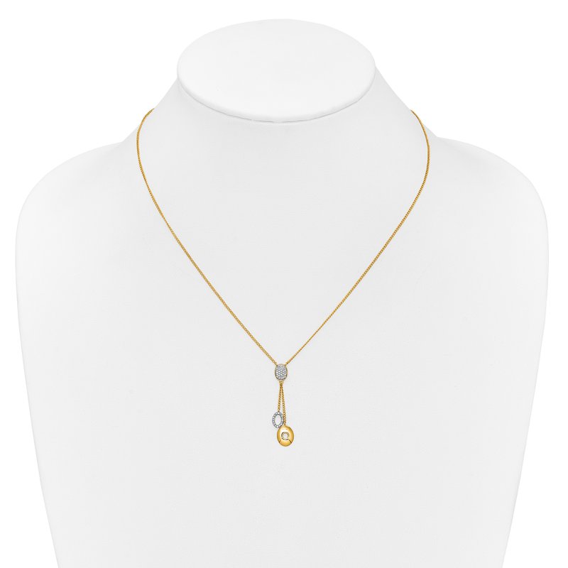 14k Polished 1/10 Diamond Circle Dangles 18 inch Y-Necklace