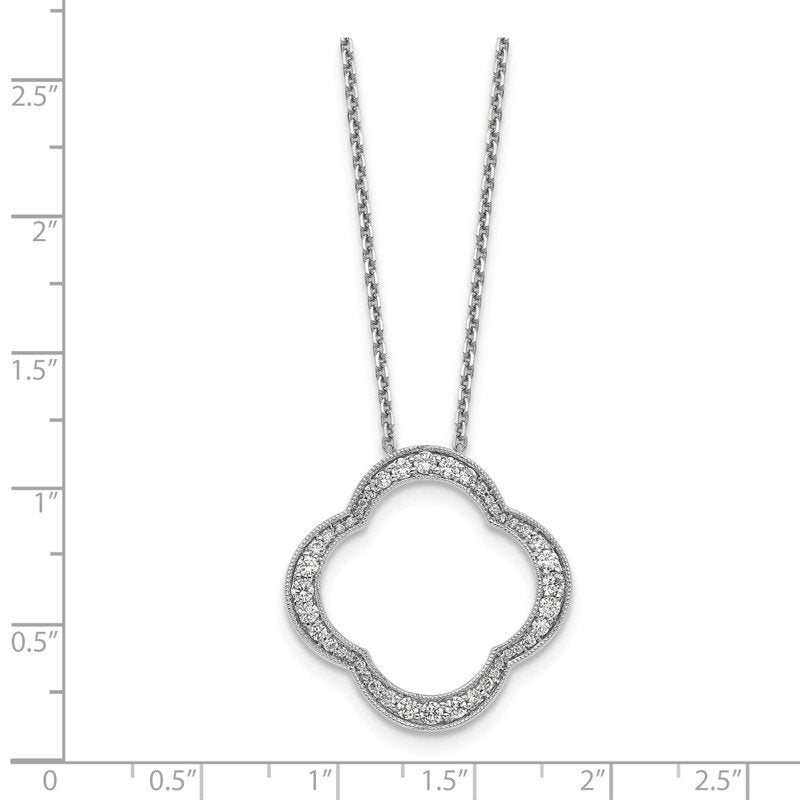14K White Gold 1/6 carat Lab Grown Diamond VS+ F+ 18 in Complete Quatrefoil Floral Necklace