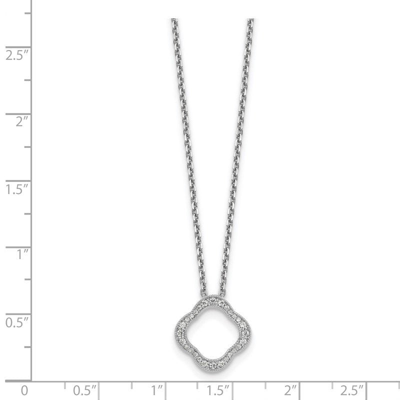 14K White Gold 1/6 carat Lab Grown Diamond VS+ F+ 18 in Complete Quatrefoil Floral Necklace