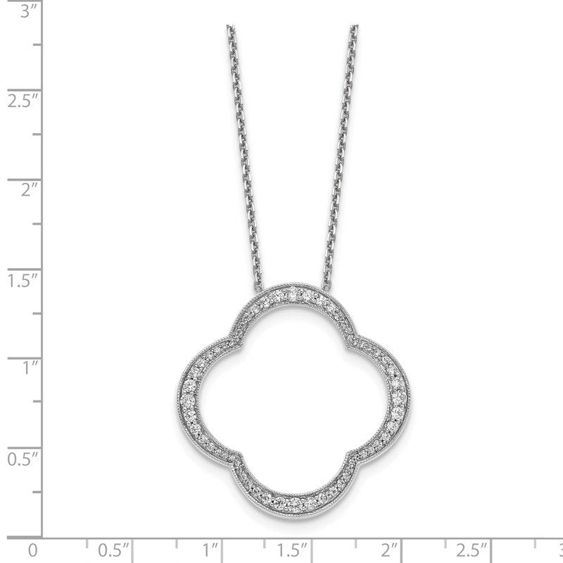 14K White Gold 1/6 carat Lab Grown Diamond VS+ F+ 18 in Complete Quatrefoil Floral Necklace