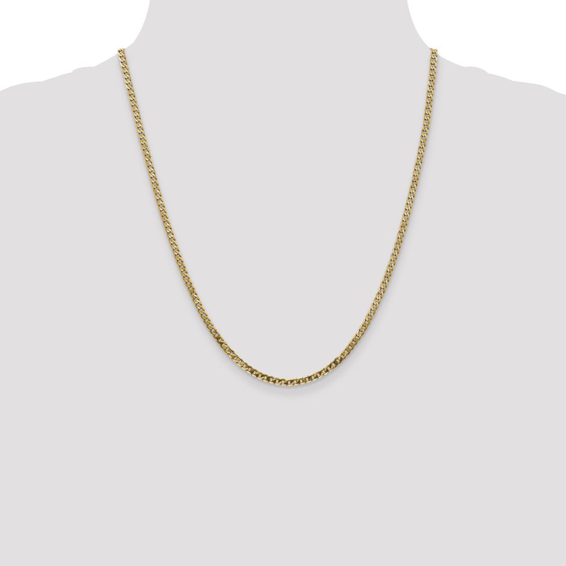 14K 26 inch 2.9mm Flat Beveled Curb with Lobster Clasp Chain