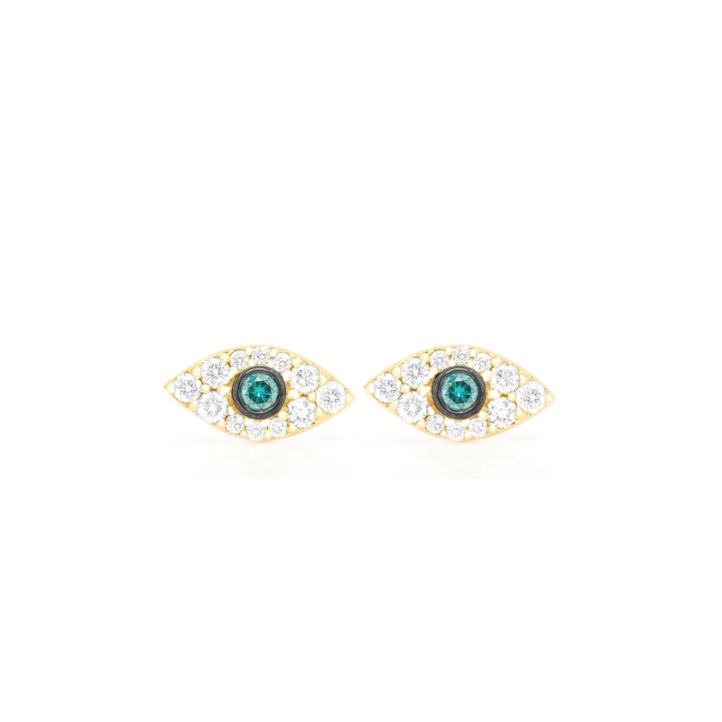 Mini Evil Eye Stud Earrings 14K