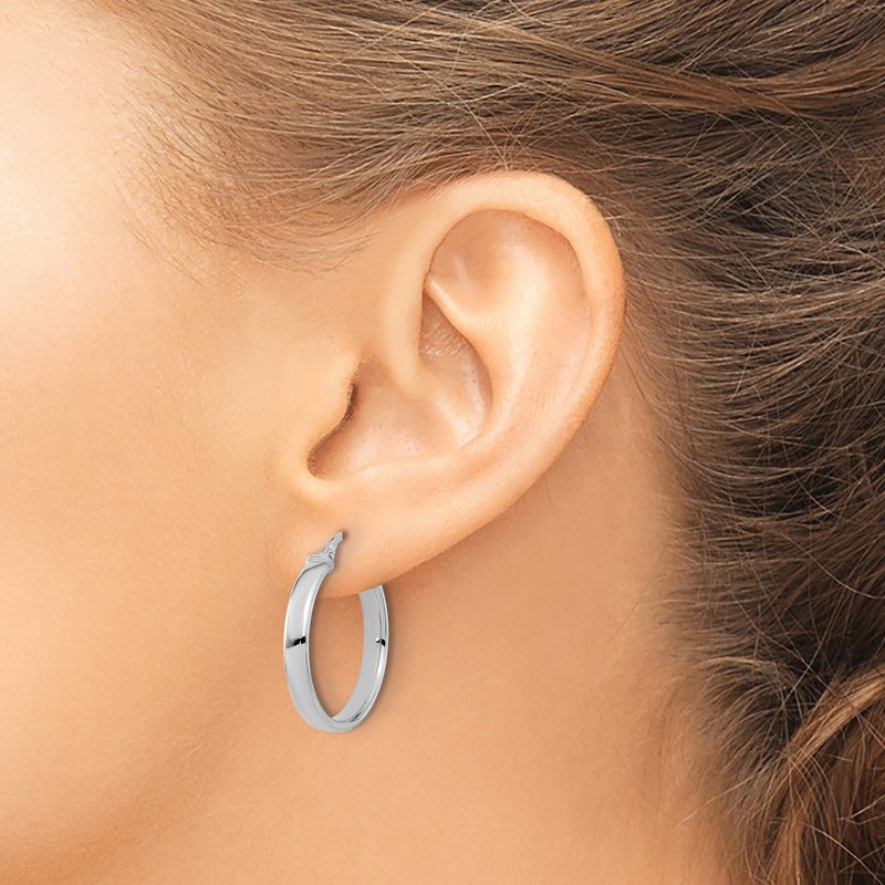 14K White Gold Polished Hoop Earrings