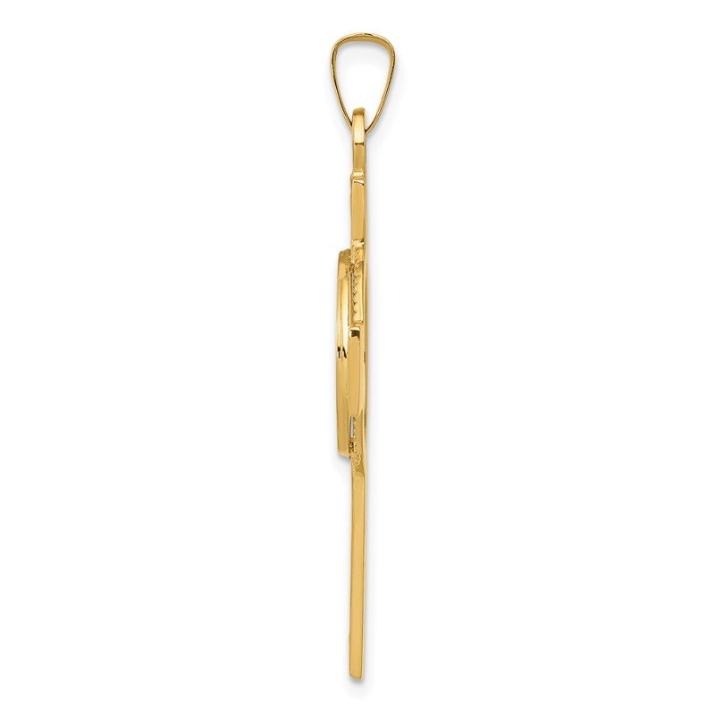 14k Polished Solid Cross with St Anthony Medal Pendant