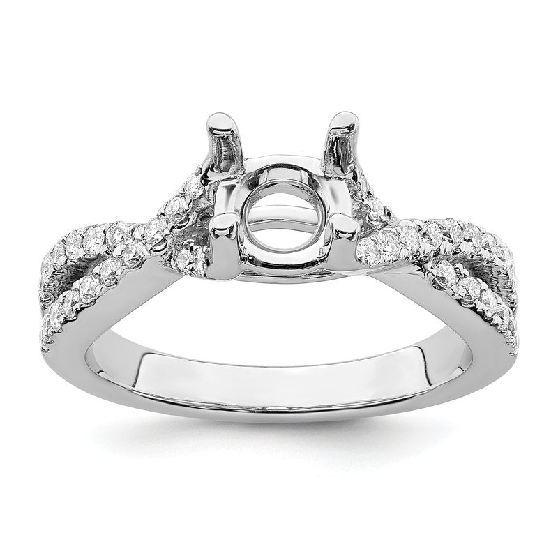 14K White Gold 3/8 carat Lab Grown Diamond VS/SI  D E F  Semi Mount Round By-Pass Engagement Ring