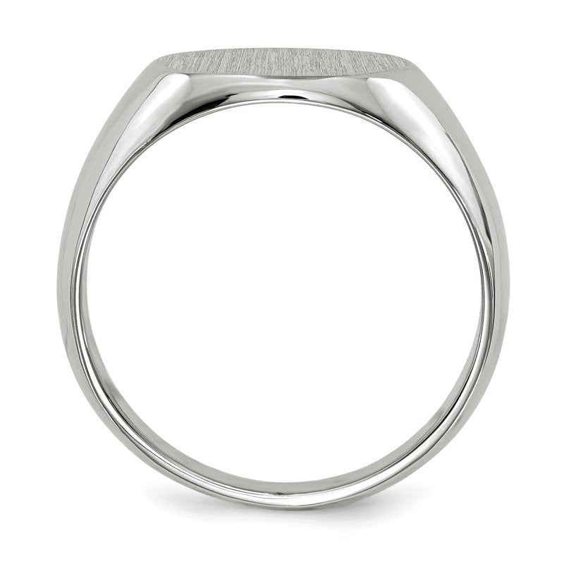 14k White Gold 13.5x12.5mm Closed Back Mens Signet Ring