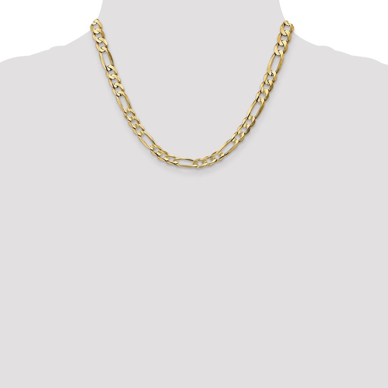 14K 26 inch 6.75mm Concave Open Figaro with Lobster Clasp Chain