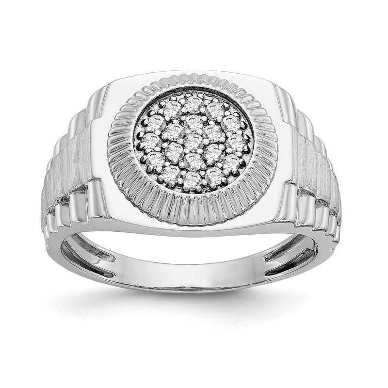 14K White Gold Men's 1/4 carat Lab Grown Diamond VS+ F+ Complete Heirloom Ring