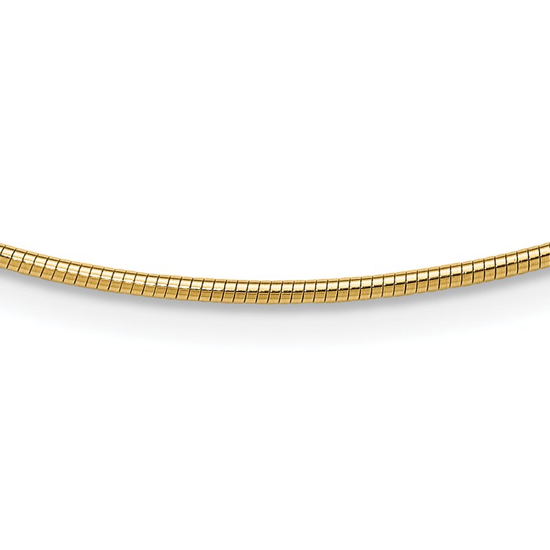 14K Polished 1.4mm 16 inch Round Omega Necklace