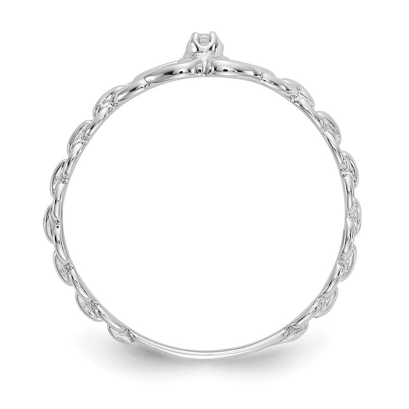 14k White Gold A Diamond heart ring